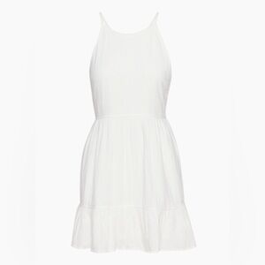 Sunday Best Veruca Open Back High Neck Cotton Ruffle White Mini Dress